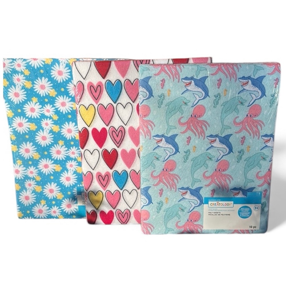 Multi Color Felt Sheets Crafts Bundle of 3, 30 sheets